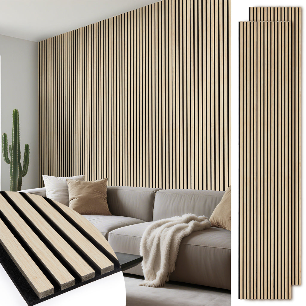 Acoustic Wood Slat Panels 2 Pack 106" x 12.6",Oak