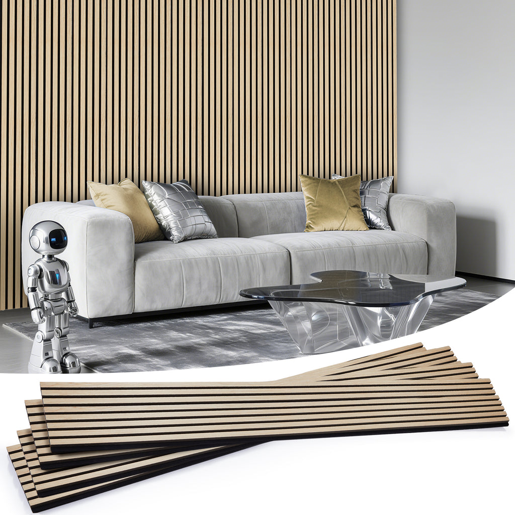 Acoustic Wood Slat Panels 2 Pack 106" x 12.6",Oak