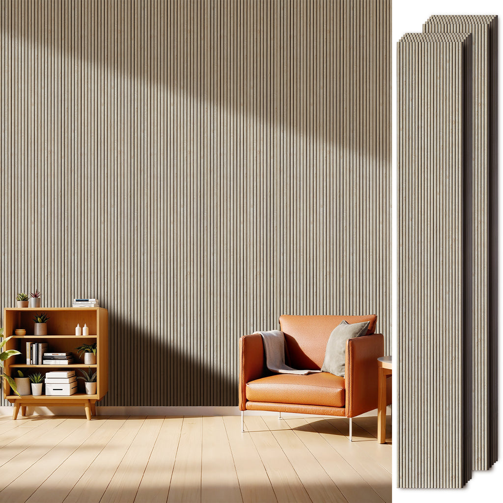 PS Wall Panels for Interior Wall Decor, 20-Pack 78.74×11.81 in.,-White Oak