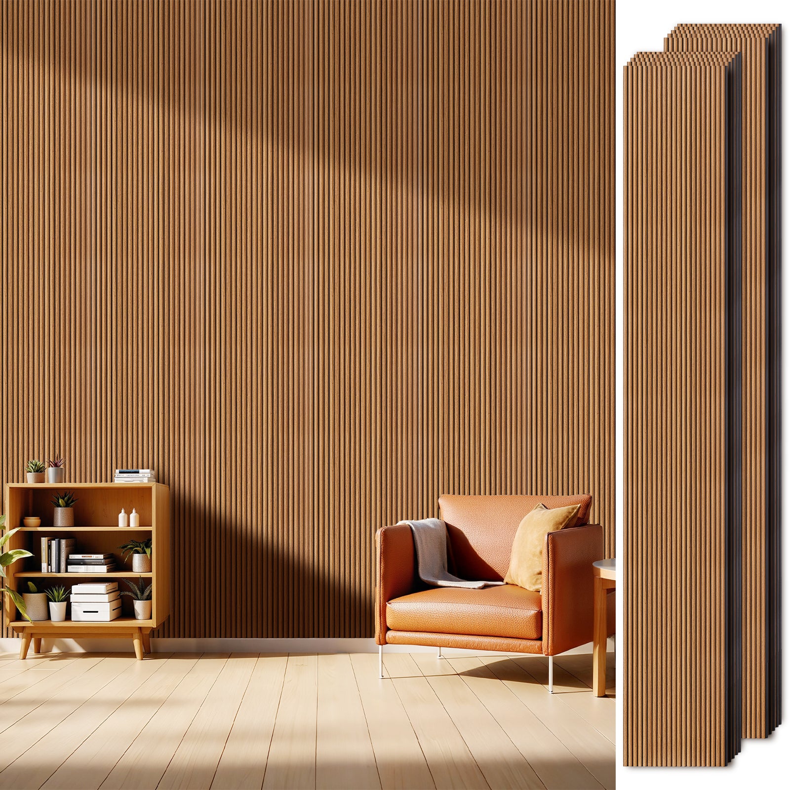 PS Wall Panels for Interior Wall Decor, 20-Pack 78.74×11.81 in.,-Teak