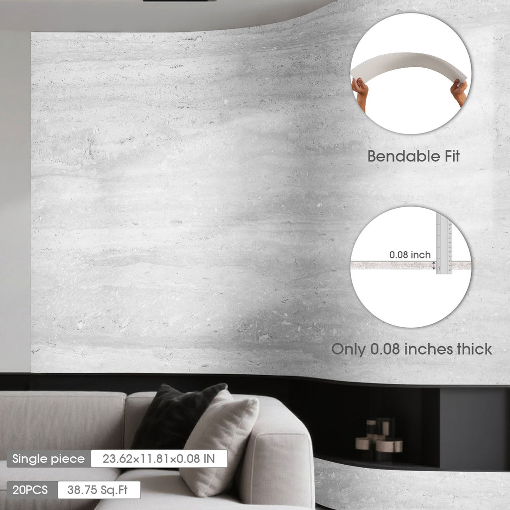 Natural Flexible Soft Stone Wall Panel, 20-Pack- Gray