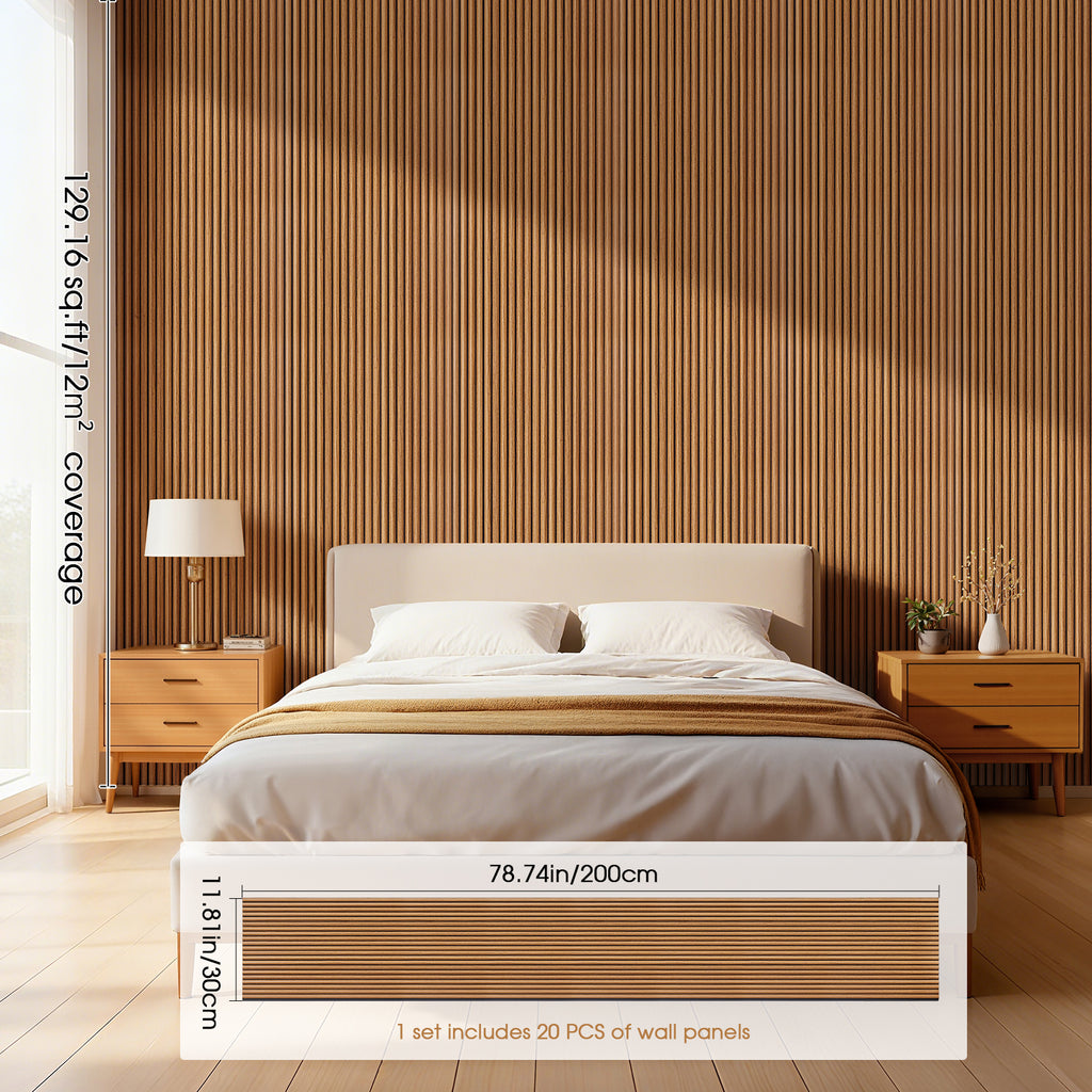 PS Wall Panels for Interior Wall Decor, 20-Pack 78.74×11.81 in.,-Teak