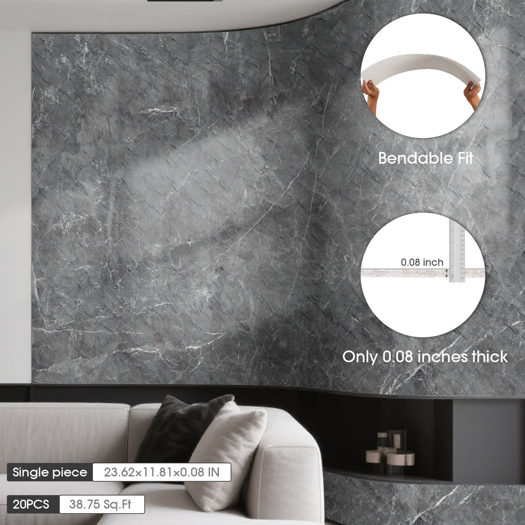 Natural Flexible Soft Stone Wall Panel, 20-Pack- Black