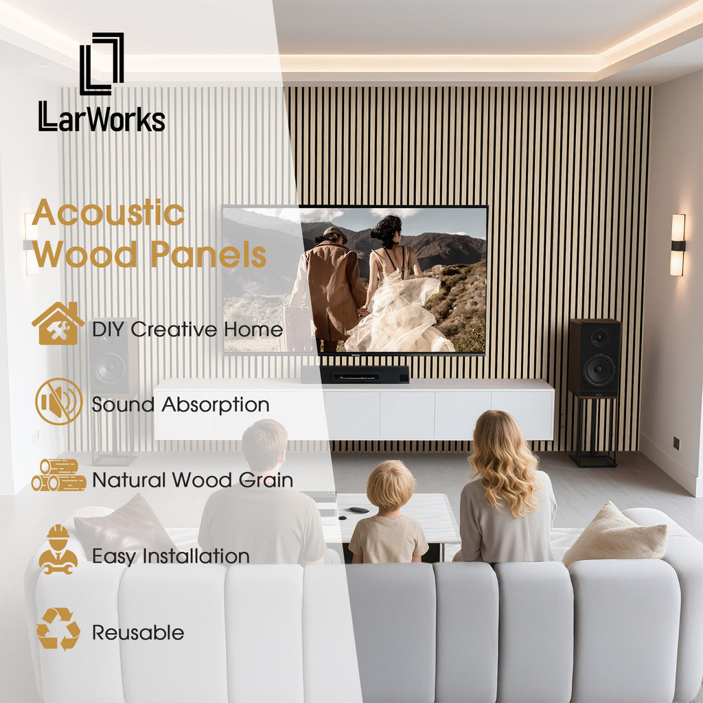 Acoustic Wood Slat Panels 2 Pack 106" x 12.6",Oak