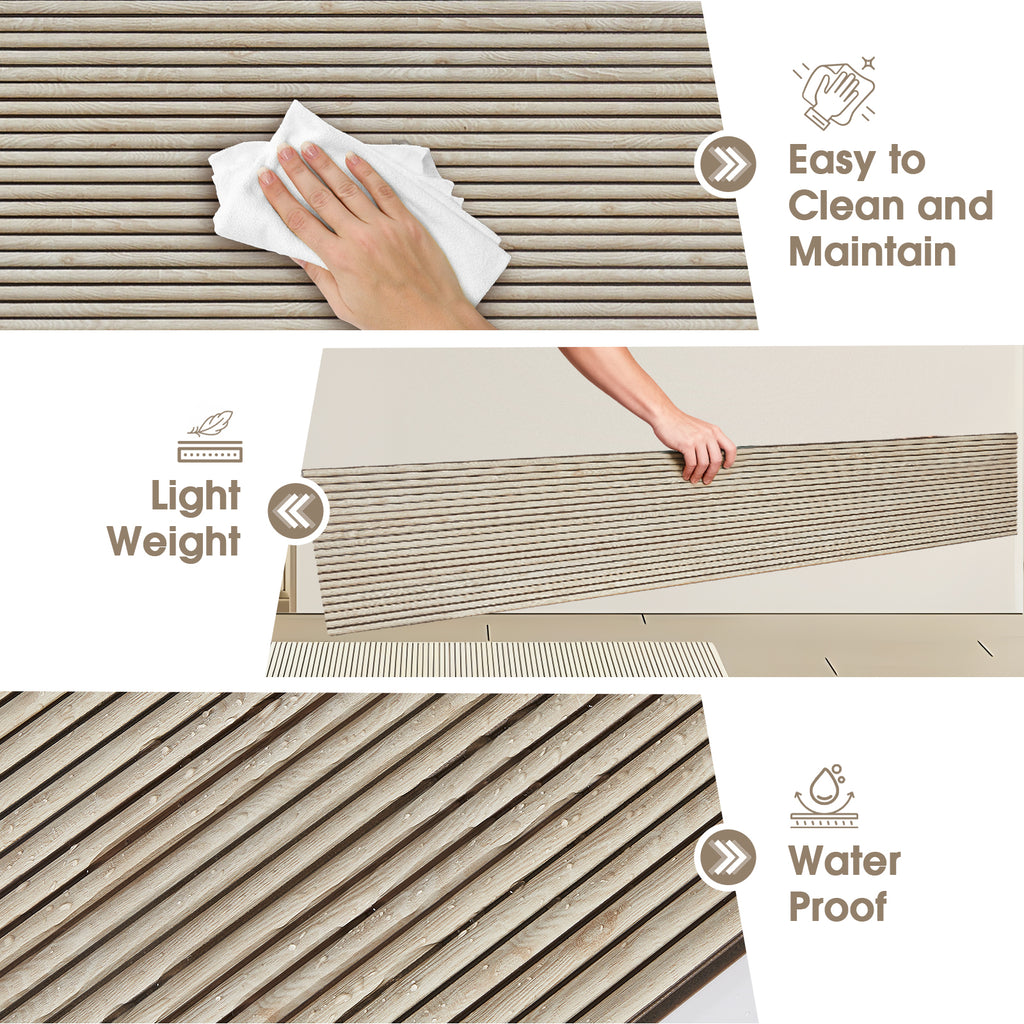 PS Wall Panels for Interior Wall Decor, 20-Pack 78.74×11.81 in.,-White Oak