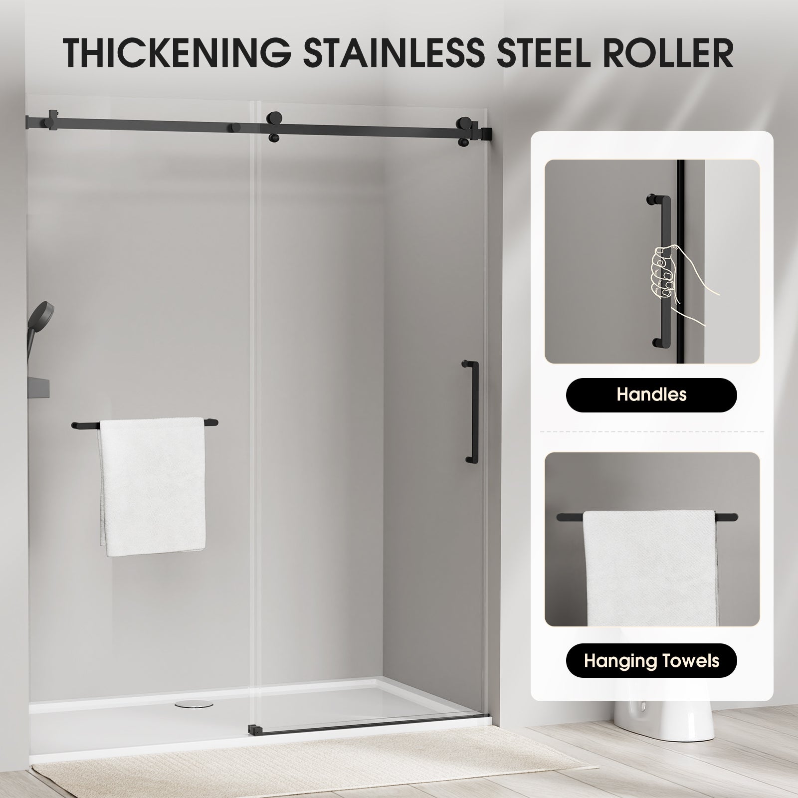 Frameless Shower Door - Square Tube