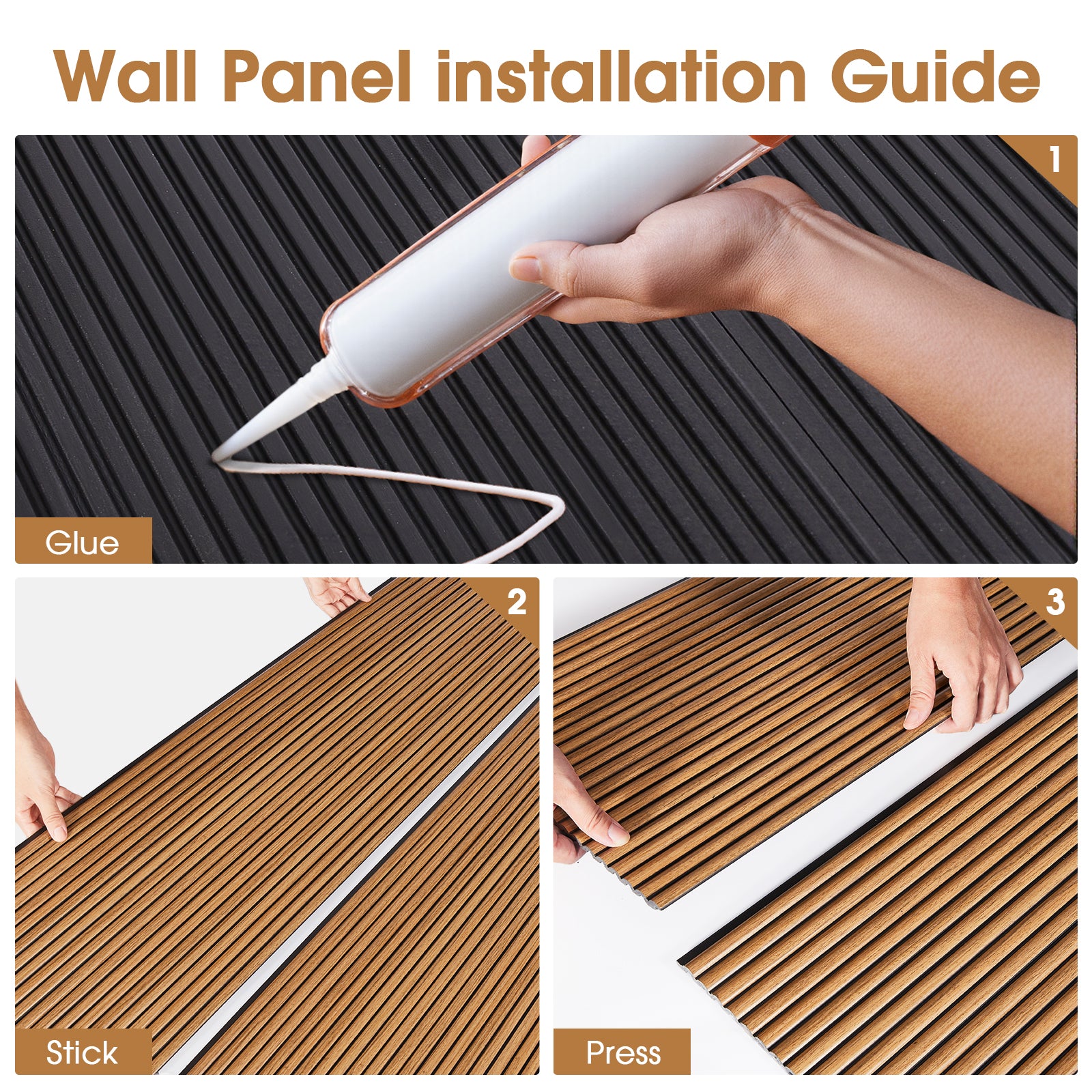 PS Wall Panels for Interior Wall Decor, 20-Pack 78.74×11.81 in.,-Teak