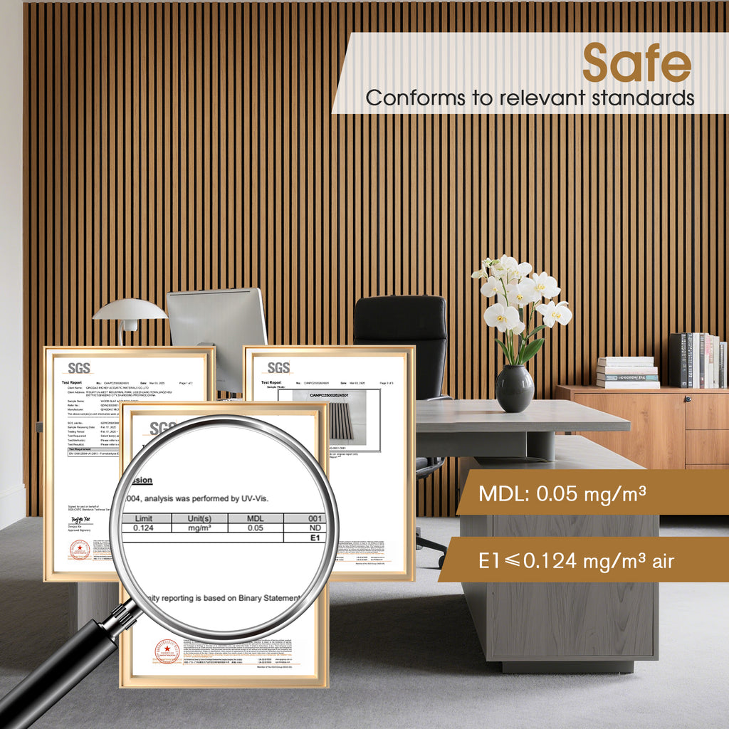 Acoustic Wood Slat Panels 2 Pack 106" x 12.6",Teak