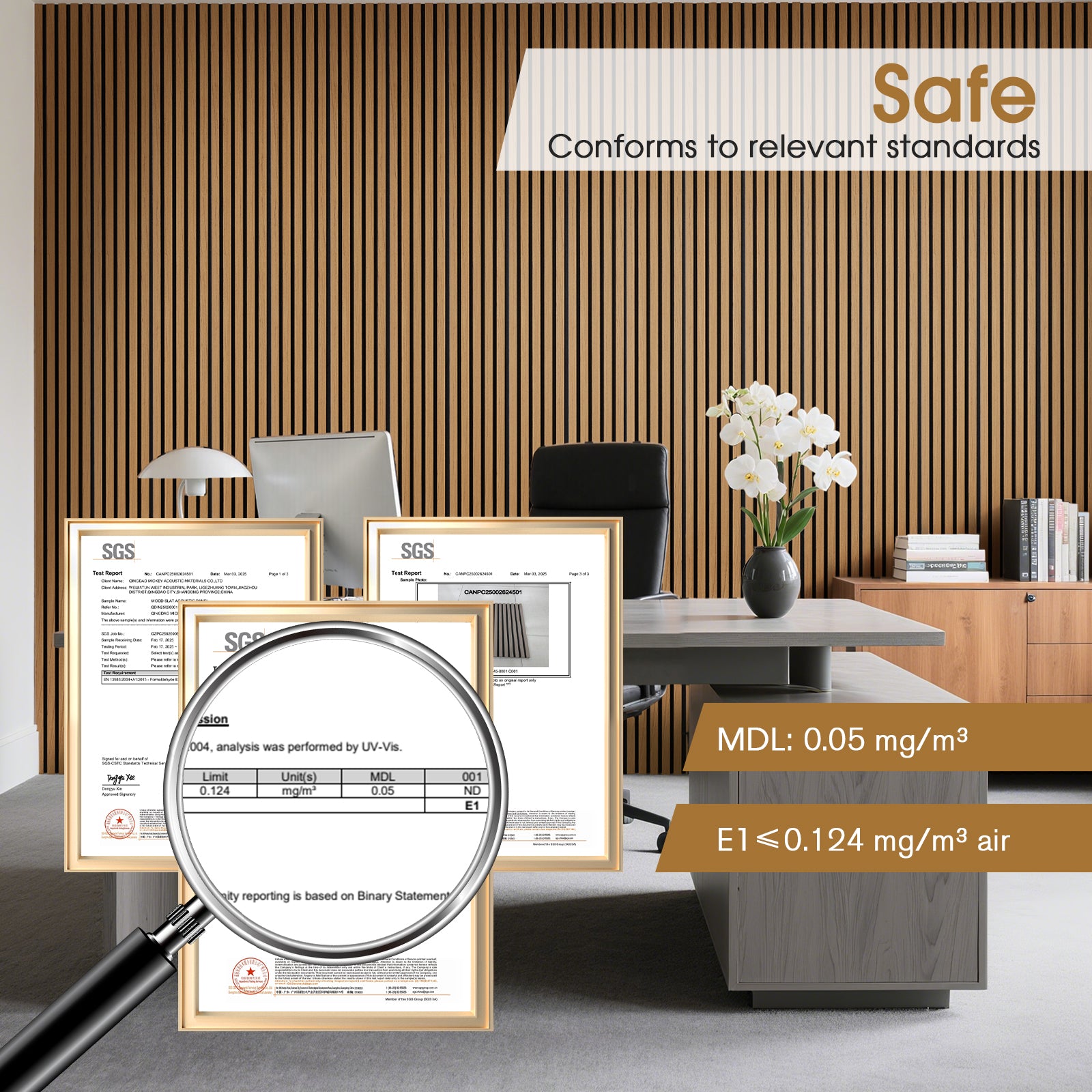 Acoustic Wood Slat Panels 2 Pack 106" x 12.6",Teak