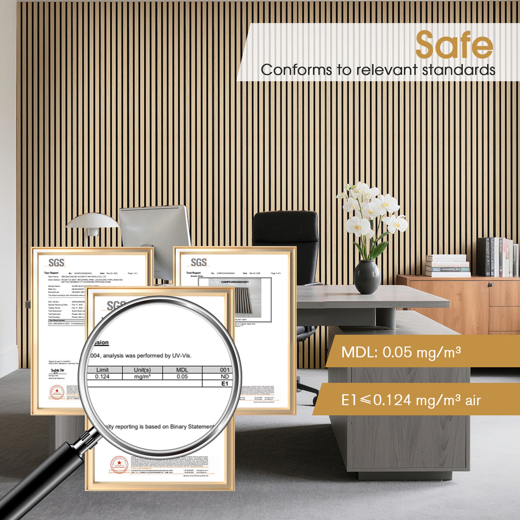 Acoustic Wood Slat Panels 2 Pack 106" x 12.6",Oak