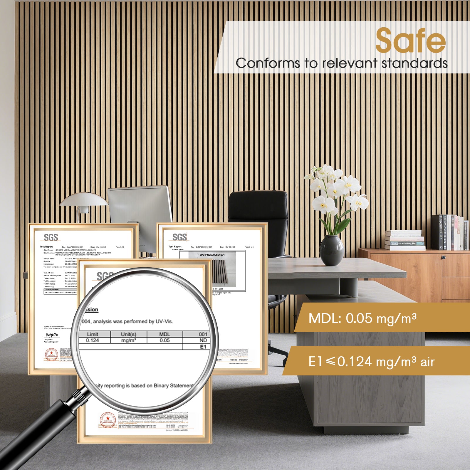 Acoustic Wood Slat Panels 2 Pack 106" x 12.6",Oak