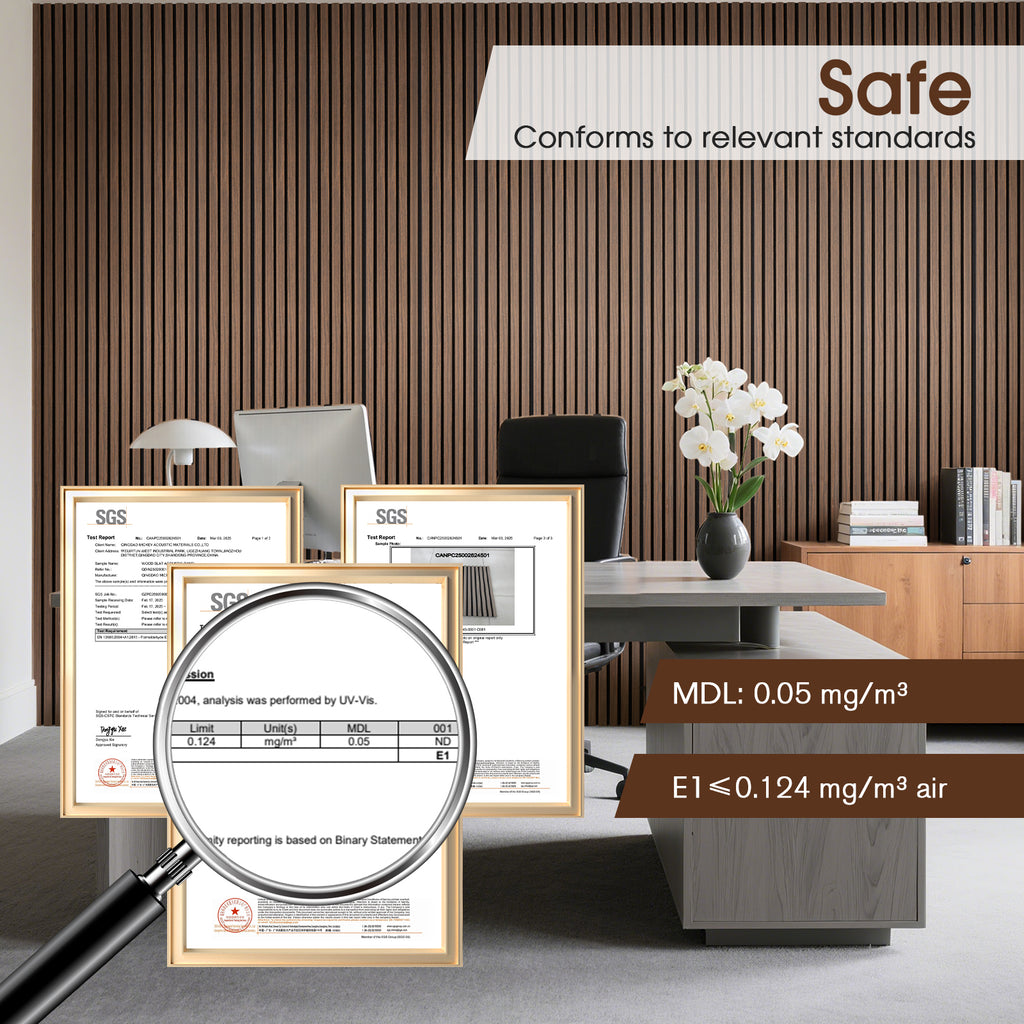 Acoustic Wood Slat Panels 2 Pack 106" x 12.6",Walnut