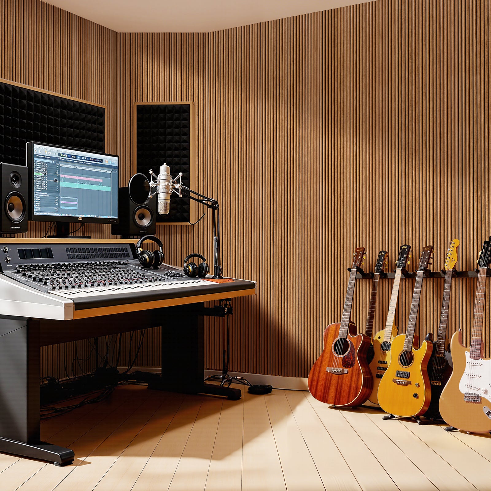 PS Wall Panels for Interior Wall Decor, 20-Pack 78.74×11.81 in.,-Teak