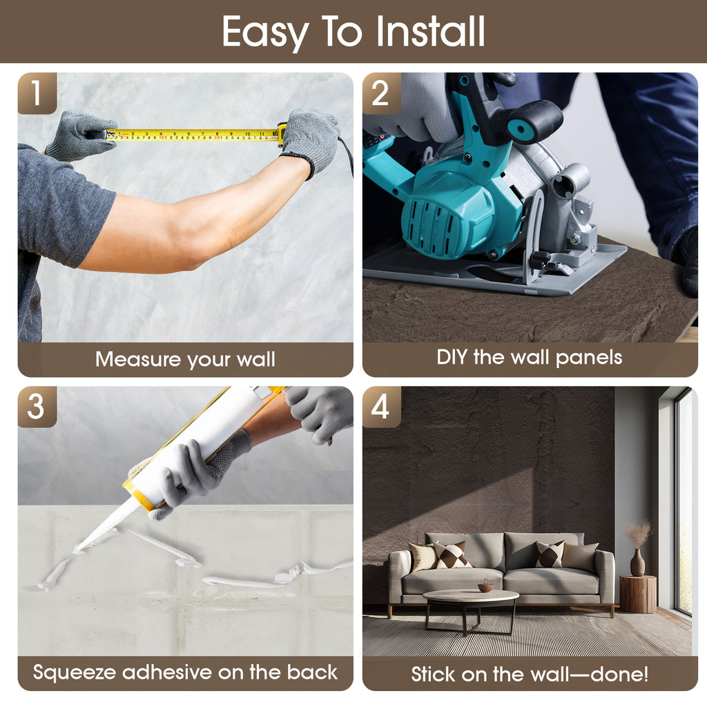 PU Wall Panels，6-Pack 47.24×23.62 in.